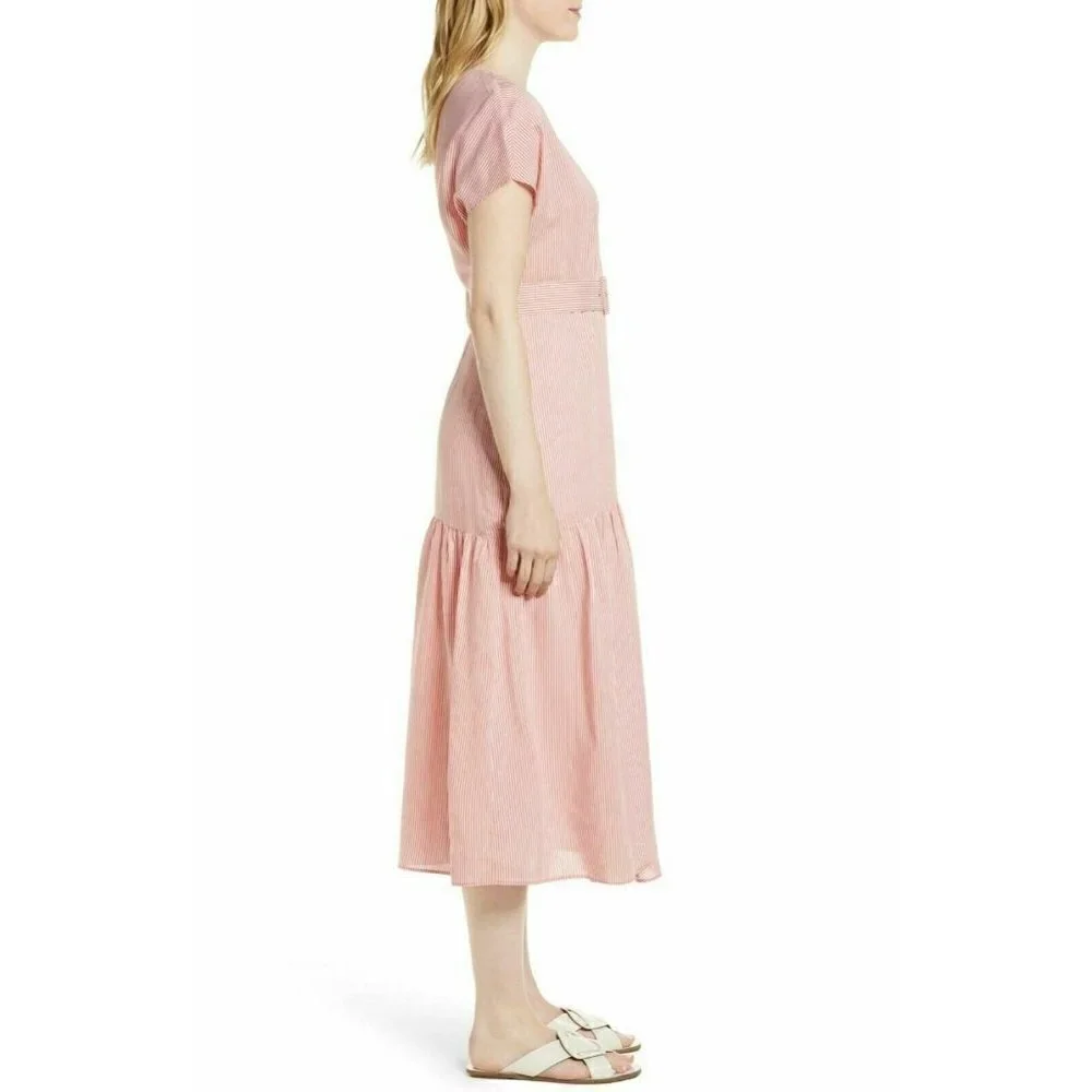 Nordstrom Signature Women Red Silk Blend Dress 10 - Picture 6 of 7